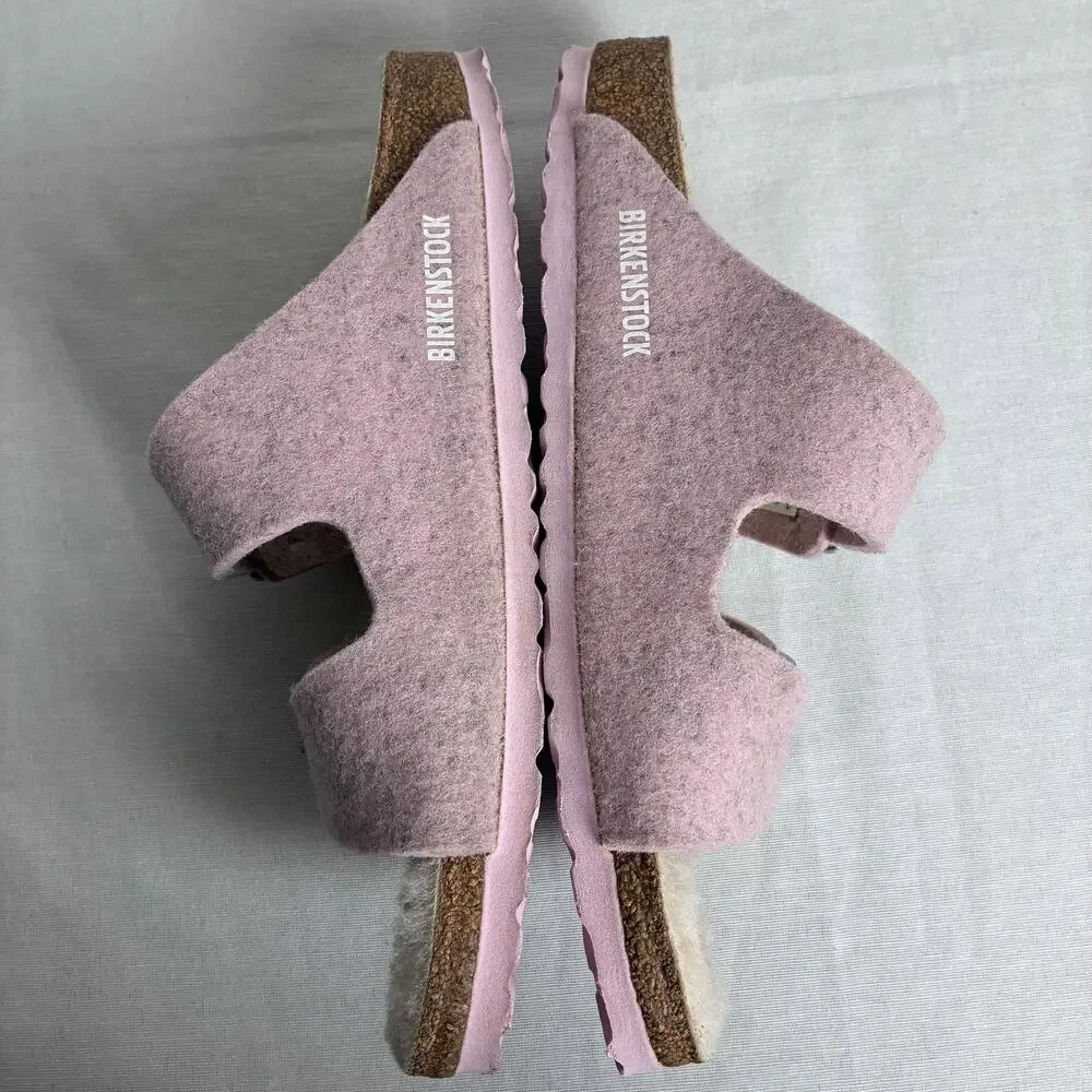 Birkenstock Arizona Shearling Wool Felt Sandals Pink EU 40 US 9-9.5 Slides